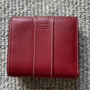 Coach red leather wallet (brand new with dust bag)